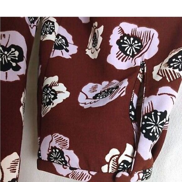 LOFT Maroon Floral Flounce Dress - Picture 4 of 5